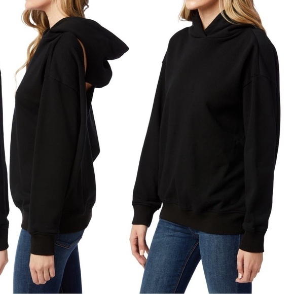 Hudson Jeans Back Cut out Cotton Hoodie Women’s Small Tan Camel Neutral Fall - Picture 4 of 16